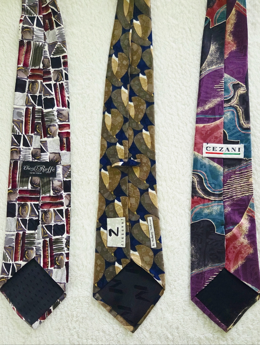 Vintage!!! Men's Multicolor Patterned Silk Neckties Set of 3